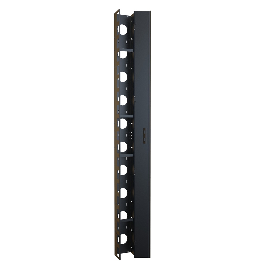 Gestion de câbles verticale, avec porte, 5” x 6”, 44 U