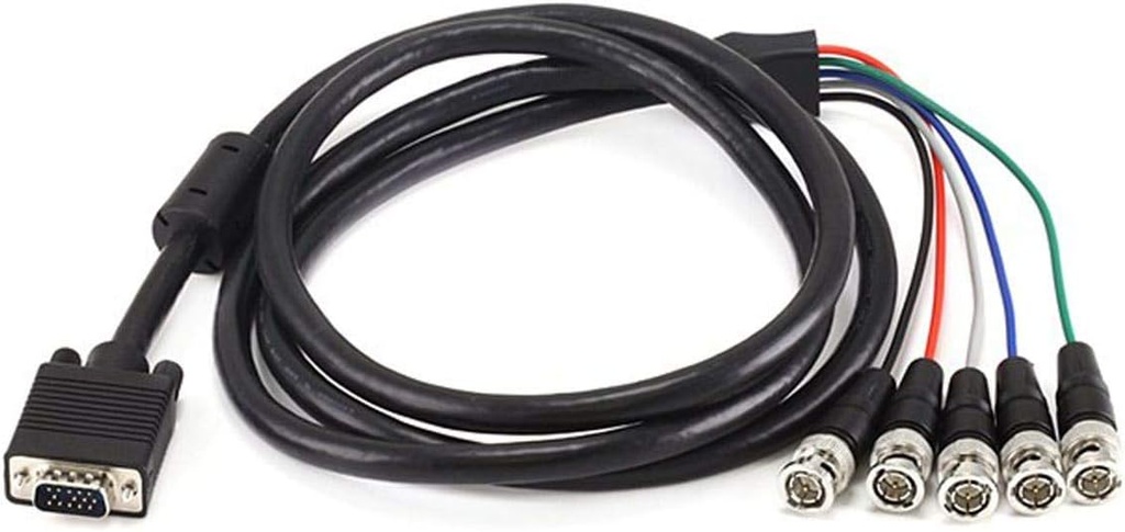 Câble vidéo VGA HD-15 femelle vers 5 BNC mâle RGB haute résolution pour câble de moniteur HDTV