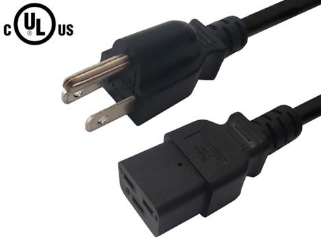 Cordons d'alimentation NEMA 5-15P à IEC C19, SJT.  AWG14, 15A