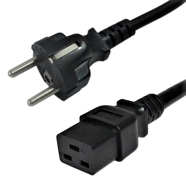 Cordon d'alimentation SCHUKO CEE 7/7 (Euro) vers C19 - H05VV-F 1.5 (15A 250V)