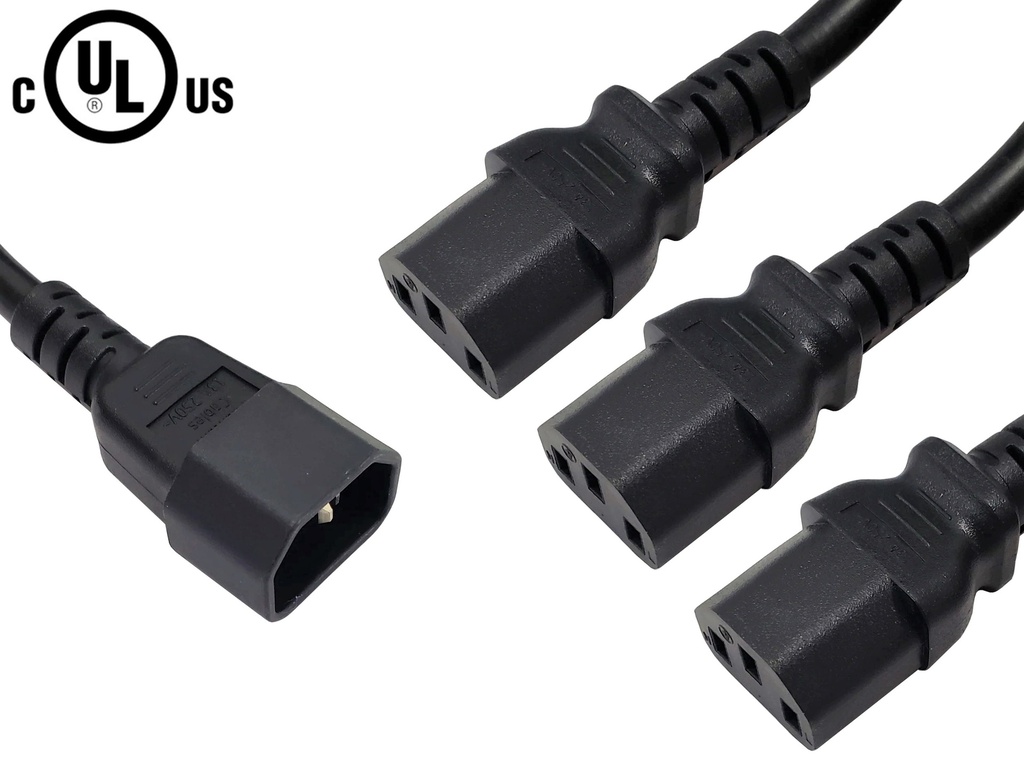 Power Splitter Cable IEC C14 to 3x IEC C13 - 16AWG