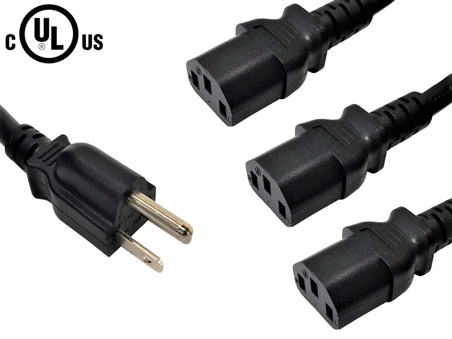 Câble répartiteur d'alimentation en Y 5-15P à 3xC13 - 16AWG