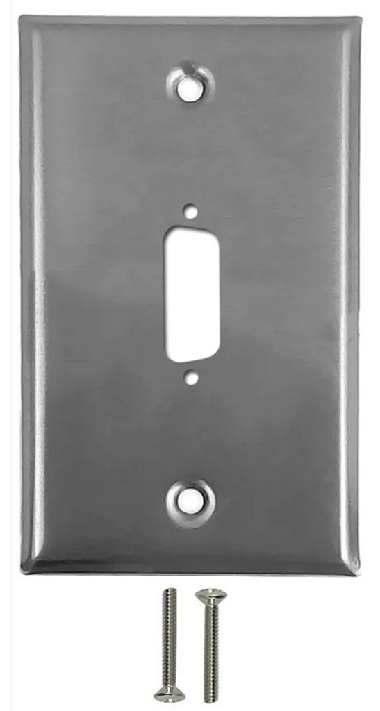 Single Gang,  DVI Cutout Stainless Steel Wall plate