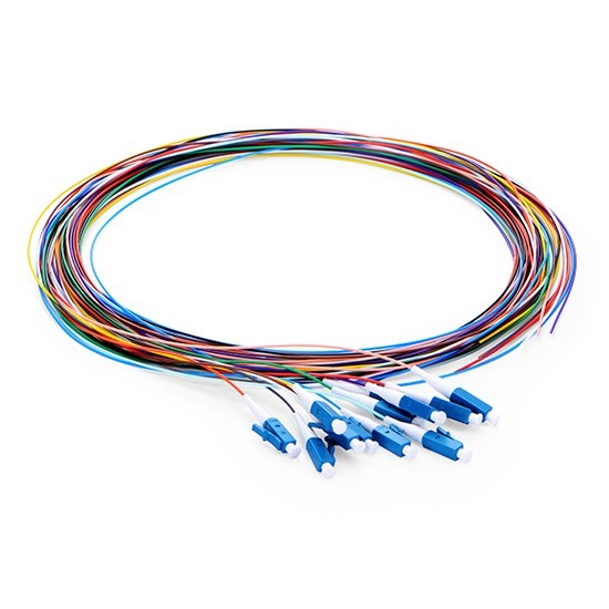 3m Pigtail à Fibre Optique à Code Couleur LC UPC 12 Fibres OS2 Monomode, Sans Gaine