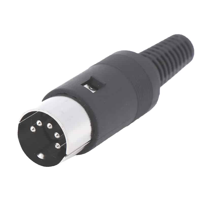 DIN 5 Pin Male Plug Solder Type with Plastic Cover 