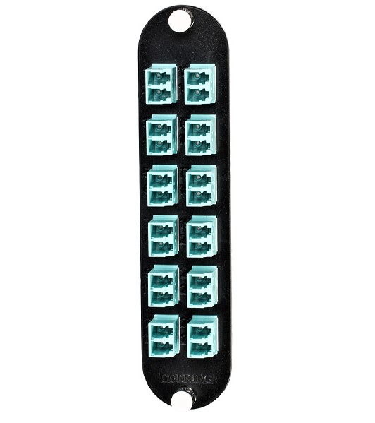 Panneau de boîtier de connecteur pour placard (CCH), adaptateurs LC, duplex, 24 fibres, multimode 50 µm (OM3/4)