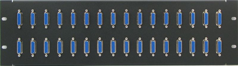 Blank Panel w/32 Universal DB15/HD26/DVI/DisplayPort Cutouts, Black