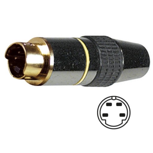 MINI DIN 4 MALE METAL, GOLD