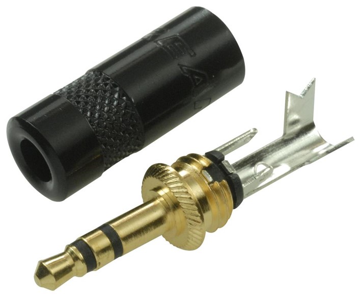 Fiche stéréo 3,5 mm métal noir