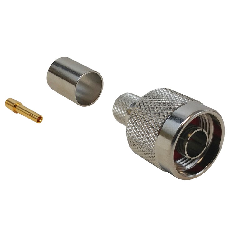 N-Type Reverse Polarity Male Crimp Connector for RG8 (LLR-400) 50 Ohm