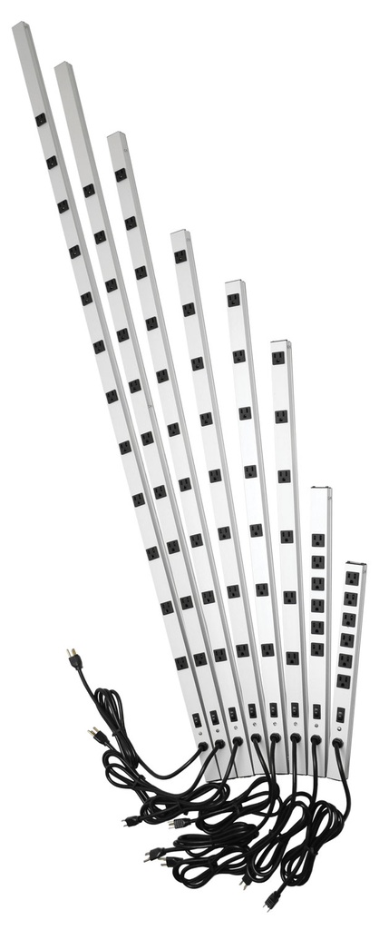 Vertical Power Strip 12 Outlets; 6 ft.; 15A 120V Silver