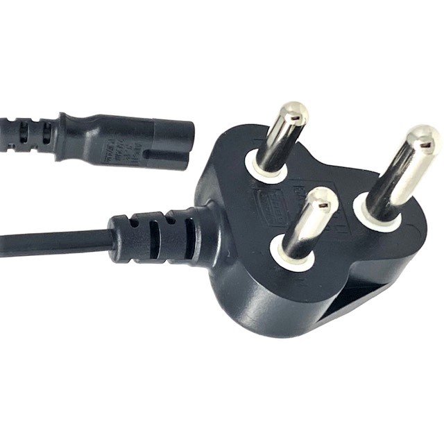 Cordon Inde, IS1293 16A3 vers C7 L Down/C7 Noir 1,8 m / 6' 2,5 A/250 V H03VVH2-F2.75 