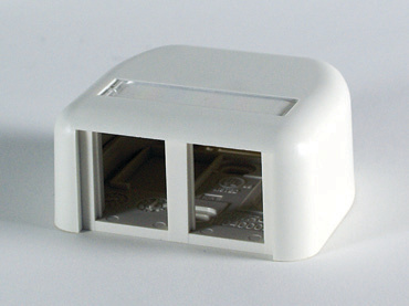 404TJ2, ORTRONICS,  2-PORT Surface Mt Box Unloaded, Singelgang Tracjack, Fog White