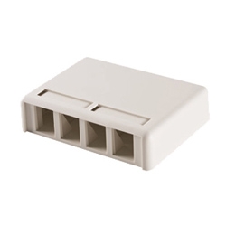 TracJack Plastic Surface Mount Box for up to four modules out single side, Fog White, Ortronics 404TJ4