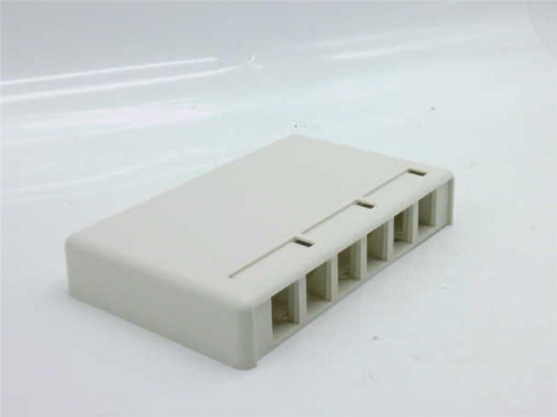 ORTRONICS TracJack® Plastic Surface Mount Box, 6 Modules, Out Single Side, Fog White, 404TJ6