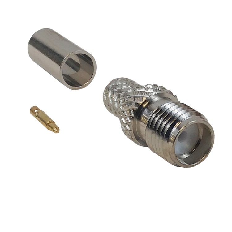 SMA Reverse Polarity Female Crimp Connector for RG58 (LLR-195) 50 Ohm