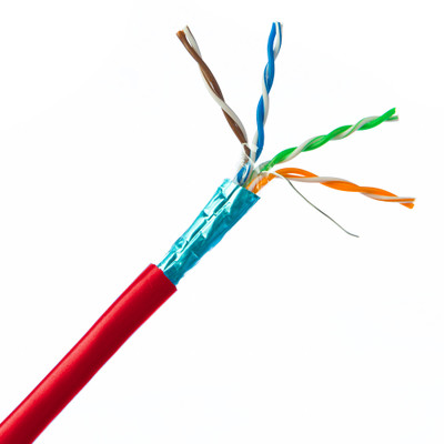 Superior Essex, 6T-272-9A, Cat 6+, Flame-Retardant Low Smoke PVC 23 AWG F/UTP, 4 Pair, Solid, Riser, Copper Cable, Red