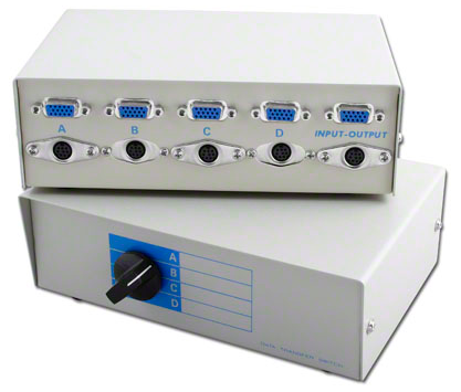 4 to 1 Monitor, Keyboard Switch Box HD15 & MiniDin 6
