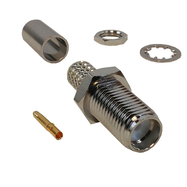 Connecteur à sertir pour cloison femelle SMA pour RG58 (LMR-195) 50 Ohm