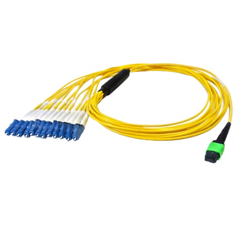 12-Fiber Singlemode MPO/APC Female to 12x LC/UPC not clipped, - OFNP Plenum