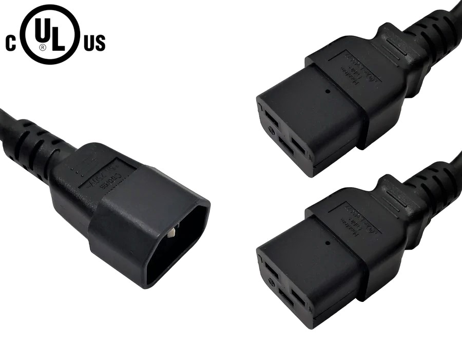 Power Splitter Cable IEC C14 to 2x IEC C19 - 14AWG