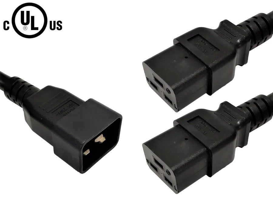 Power Splitter Cable IEC C20 to 2x IEC C19 - 12AWG