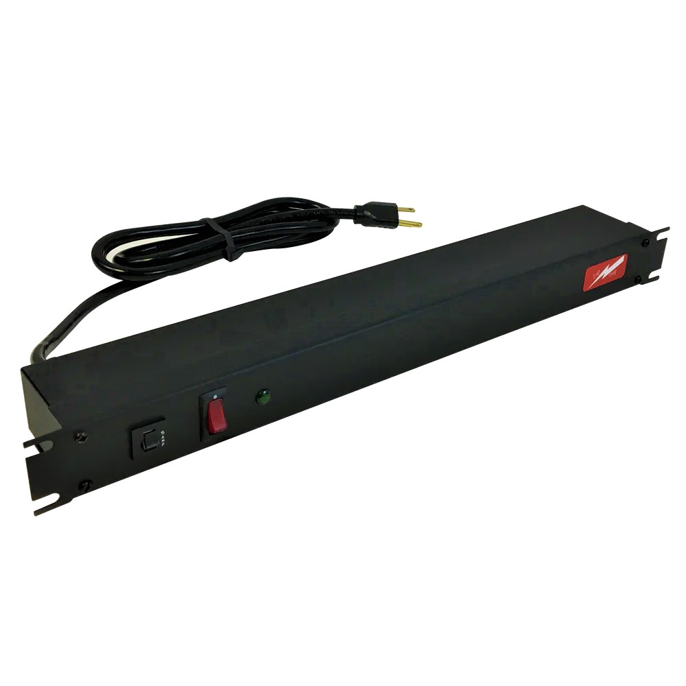 Power bar with surge protection - horizontal rack mount, 15', 6 rear outlets