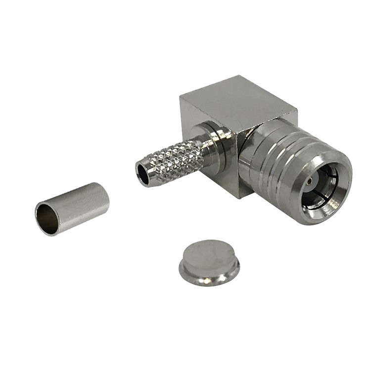SMB Male Right Angle Crimp Connector for RG174 (LLR-100) 50 Ohm