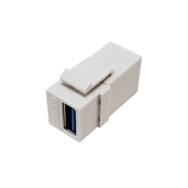 USB 3.0 A/A Insert de plaque murale Keystone  - Blanc