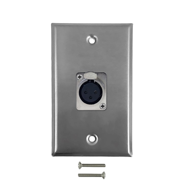 1-Port 3-Pin XLR Locking Female WRaw materials Plate Kit - Stainless Steel