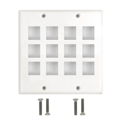 12 Port 2 Gang Keystone WRaw materials Plate for RJ45 RJ11 RJ12 RCA &  F-Type Jacks