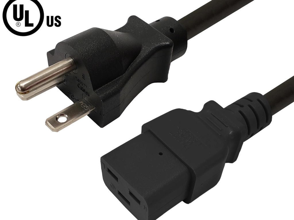 Cordon d'alimentation NEMA 6-15P vers IEC C19 14AWG