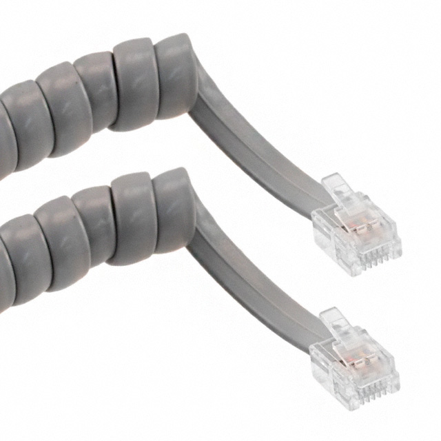 Modular Coiled Cord RJ12 6P6C 8' Gray