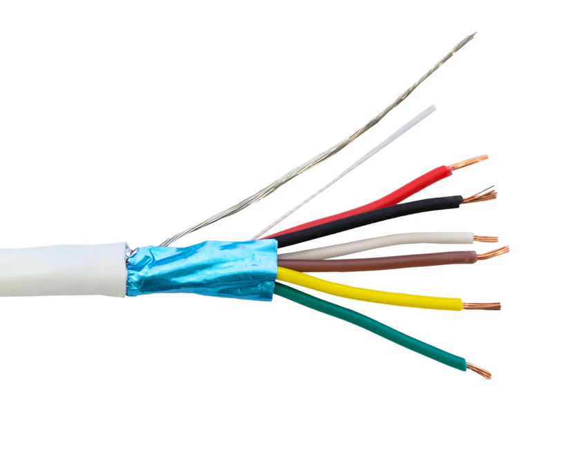 Câble de commande multibrins 22AWG à 6 conducteurs blindé CMR - Blanc