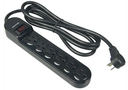 6 Outlet Power Bar - 6ft Cord, 900 Joules, 90 Degree Angle Plug - Black