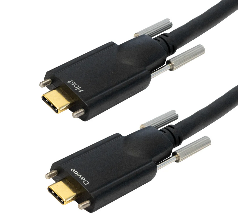 USB 3.1 Drag Chain Type C Male to Type-C AOC Cable with Thumbscrews - 10 Gbps - 800 mA
