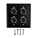 XLR 3 Position 4 Port Wall Plate Kit - Stainless Steel - Black