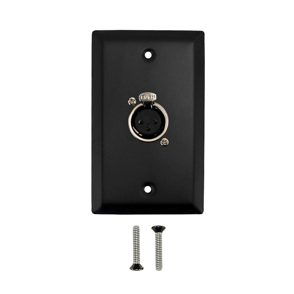 XLR 3 Position 1 Port Wall Plate Kit - Stainless Steel - Black