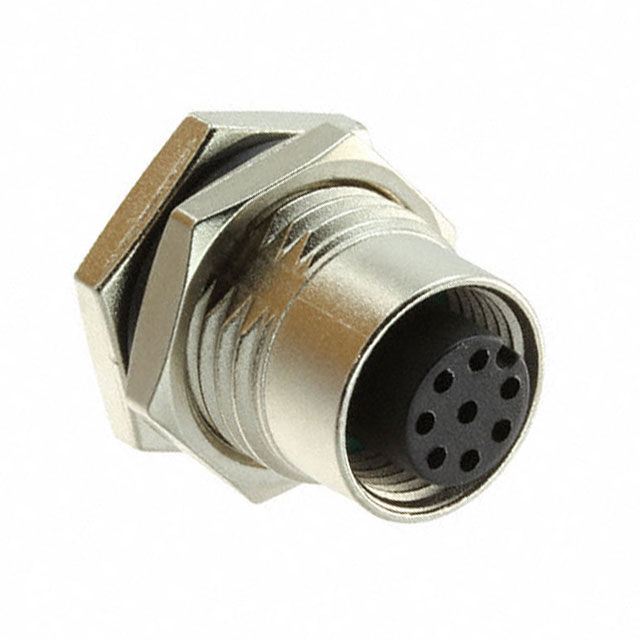 M12A-08PFFS-SF8001, 8 Position Circular Connector Receptacle, Female Sockets Solder Cup, Amphenol