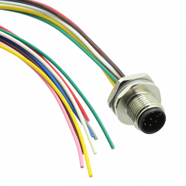  T4171220008-001, M12 Circular Connector Plug, 8-Pin, Panel Mount, Wire, IP67, (200.00mm), TE Connectivity AMP Connectors