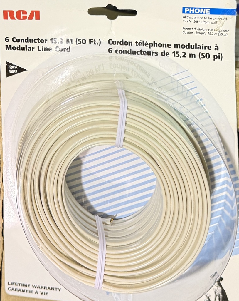 50 ft. 6-Conductor RJ12 Flat Cable - IVORY