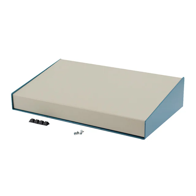 1456PH1WHBU, HAMMOND Console Metal, Aluminum Blue, White Slanted Top 14.180" L x 8.610" W (360.17mm x 218.69mm) X 3.140" (79.76mm)