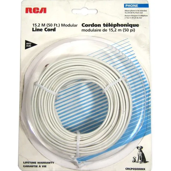 50 ft. 4-Conductor RJ11 Flat Cable - White