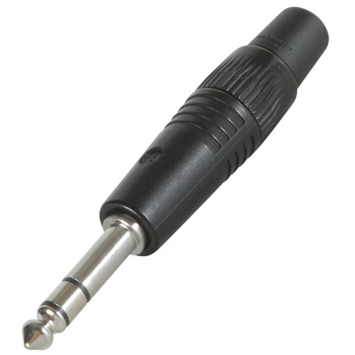 [ZNK-NP3C-BAG] 1/4" Stereo Plug, Black, Phone Audio Connector, 3 Contacts, Plug, 6.35 mm, Cable Mount, Metal Body