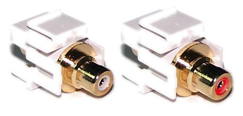 [WPIN-AUD] Insert de plaque murale audio femelle/femelle Keystone (couleur rouge et blanc)