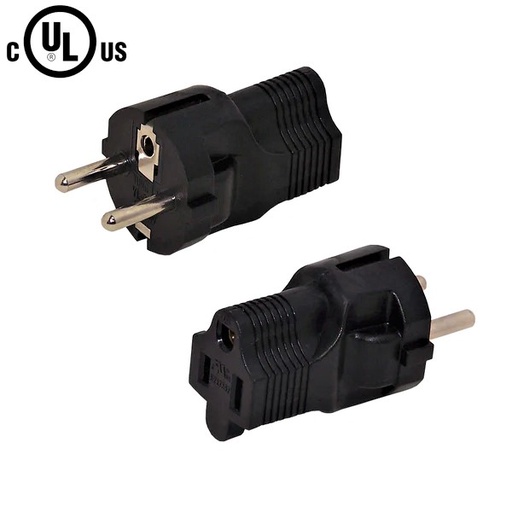 [PCA-EU/515R-A] SCHUCKO CEE 7/7 (Euro)Male to NEMA 5-15R