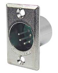 [XLR5MP-F] Switchcraft D5M 5-Pin Male XLR Panel Mount Plug, Nickel Finish