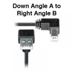 [USB2-AB-DRA-2M] Câbles de périphérique USB 2.0 coudés - Angle vers le bas A mâle vers angle droit B mâle