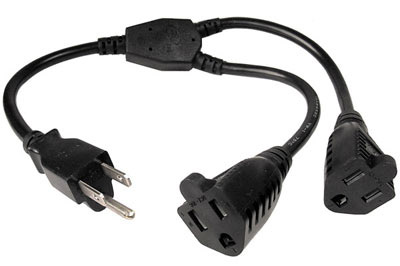 Power Splitter Cable NEMA 5-15P to 2x NEMA 5-15R - 16AWG