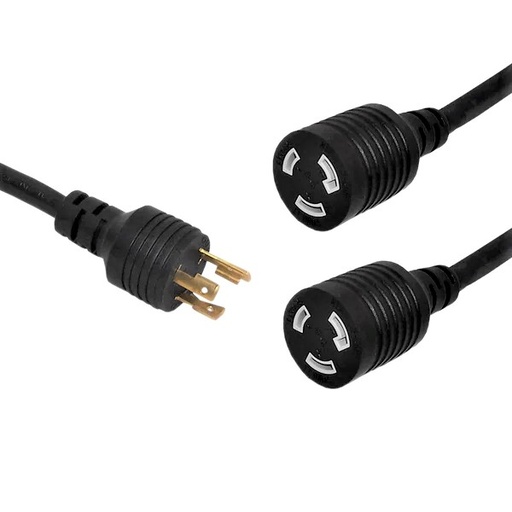 [PCC-L620Y-1P2R-1] Splitter Cord NEMA L6-20P to 2x NEMA L6-20R - 10AWG 1ft